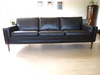 3 personers lædersofa, mørkebrun, velholdt.