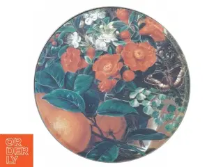 kagedåse med blomstermotiv (str. 14 x 7 cm)