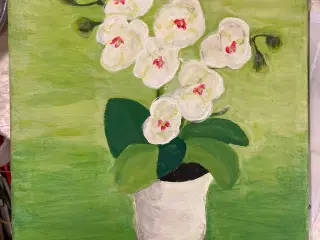 Maleri grønt blomstermaleri