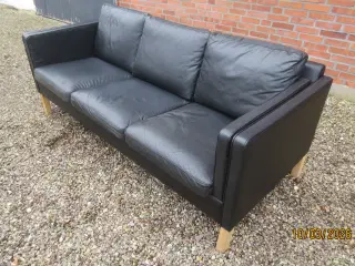1 stk 3 Personers Lædersofa sort