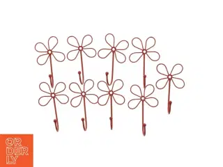Dekorative røde metalblomstkroge (str. 12 x 8 cm)