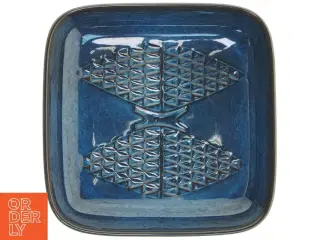 Blå keramisk fad fra Søholm Stentøj (str. 27,5x27,5 cm)