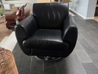 Sort læder dreje lænestol