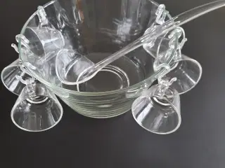Glas Punch/Gløgg bowler med 6 Glas og Ske