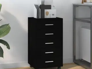 Kommode med hjul konstrueret træ sort