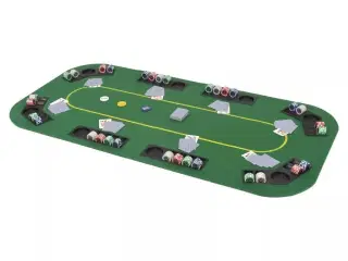 Foldbar pokerbordplade til 8 spillere rektangulær grøn