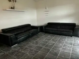 2 STK 3 personers lædersofaer