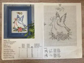 AMA mønster nr. 133: Nøgleskab, due og blomster