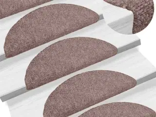 Trappemåtter selvklæbende 15 stk. 65x21x4 cm lys brune halvrund store