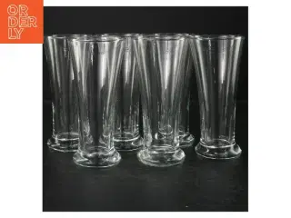 6 høje ølglas (str. Ø. 7,5 cm. længde, 16 cm. 6 styk)
