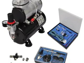 Airbrush-kompressorsæt med 2 pistoler