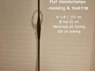 Messing / teaktræ standerlampe