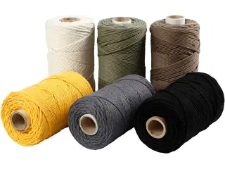 Bæredygtig Macramé Snor 198 M - 2 mm, Ass. Farver