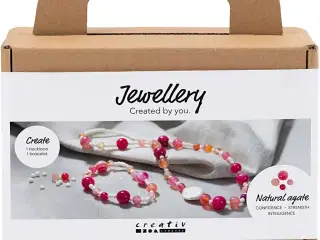 Mini DIY Kit Smykker, Halskæde og armbånd, pink, 1 pk.