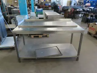 Bord samt løs bordplade i rustfrit stål