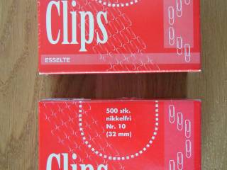 NYE nikkel fri clips, 10 kr. pr. æske