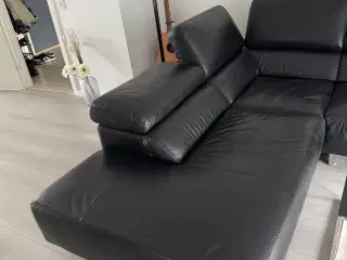 Kvalitets lædersofa med chaiselong