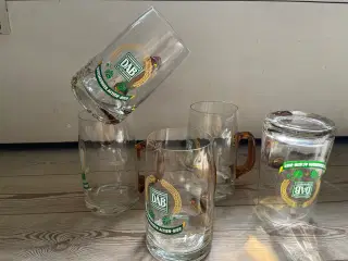 5 glas DAB ølkrus med ravfarvet hank 