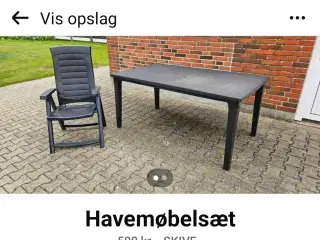 Havemøbler sæt incl 6 stole og hynder