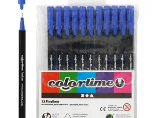 Colortime Fineliner Tusch, streg 0,6-0,7 mm, mørk blå, 12stk./ 1 pk.