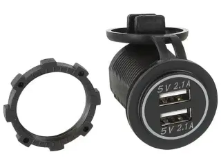 USB ladeadapter 12/24v m/hvidt lys