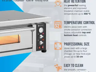 Pizzaovn – 4 x 33 cm – 1 ovnkammer – 4200 W