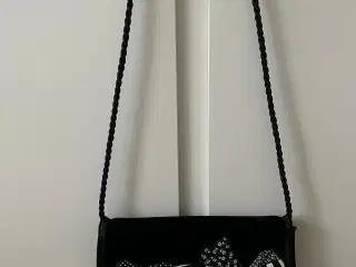 Skuldertaske i Sort Velour