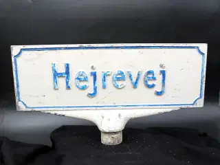 Vintage dansk vejskilt “Hejrevej” i aluminium
