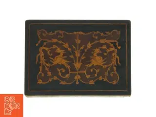 Antik Intarsia trææske (str. 11x8x3,5 cm)