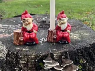 Søde gamle keramik nisser / nisse lysestager