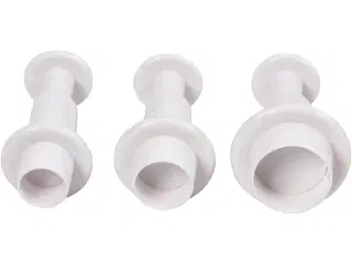 Udstikkere med præg, cirkel, diam. 1,1+1,3+1,7 cm, hvid, 3stk./ 1 pk.