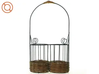 Flaskeholder Kurv i Flet og metal med håndtag , Gaveindpakning (str. 39 x 21 x 10 cm)