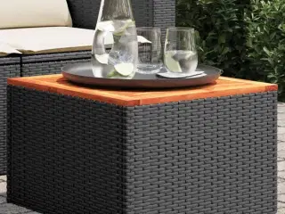 Havebord 55x55x37 cm polyrattan og akacietræ sort