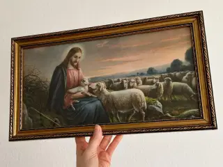 Antikt Jesusbillede, Jesus m får, guldramme