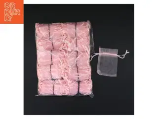 100 Små rosa smykkeposer eller risposer i chiffon (str. 8,5 x 6,5 cm)