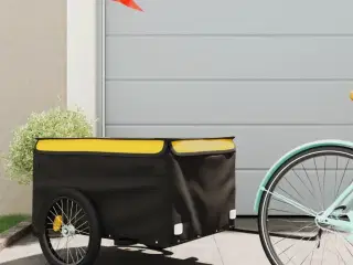 Cykelanhænger 45 kg jern sort og gul