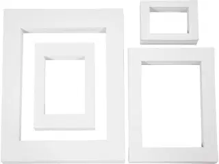 Passepartoutrammer , A3,A4,A5,A6, str. 13,4x18,9+19,7x27,9+28,3x36,6+39,5x49,6 cm, 500 g, hvid, 4x100stk./ 1 pk.