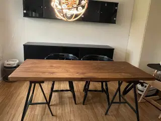 Planke spisebord med bænk, planke sofabord 