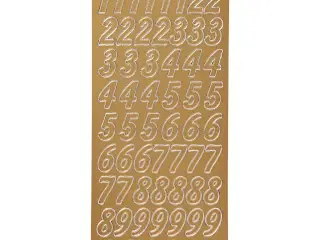 Stickers, tal, ark 10x23 cm, guld, 1 ark