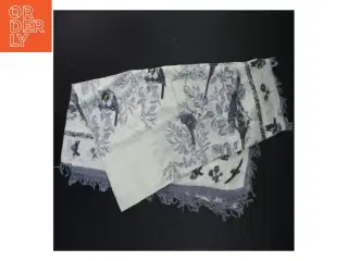 Tørklæde med fuglemotiv (str. 86x82 cm)