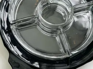Cabaretfad, 6 dele, sort og klart glas