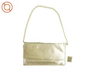 Gylden læder aftentaske clutch med guldfarvet kæde rem