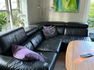 Læderhjørnesofa