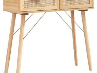 Konsolbord 80x30x75 cm massivt fyrretræ naturlig rattan brun