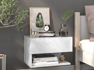 Væghængt sengebord hvid