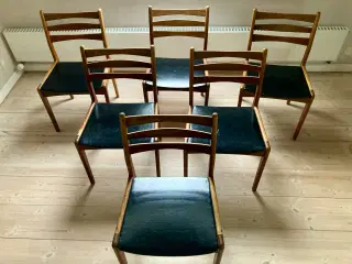 6 (7) teak / eg stole 60’erne Slagelse Møbelværk m