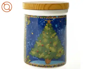 Krukke med julemotiv og låg (str. 12 x 9 cm)