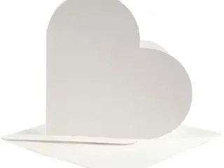 Hjertekort med Kuvert - 10 Sæt Råhvid 12,5x12,5 cm