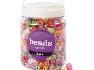 Terningperler, str. 10x10 mm, hulstr. 4 mm, ass. farver, 400 g, 700ml/ 1 ds.