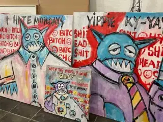 Akryl på lærred  tryk/ litografier